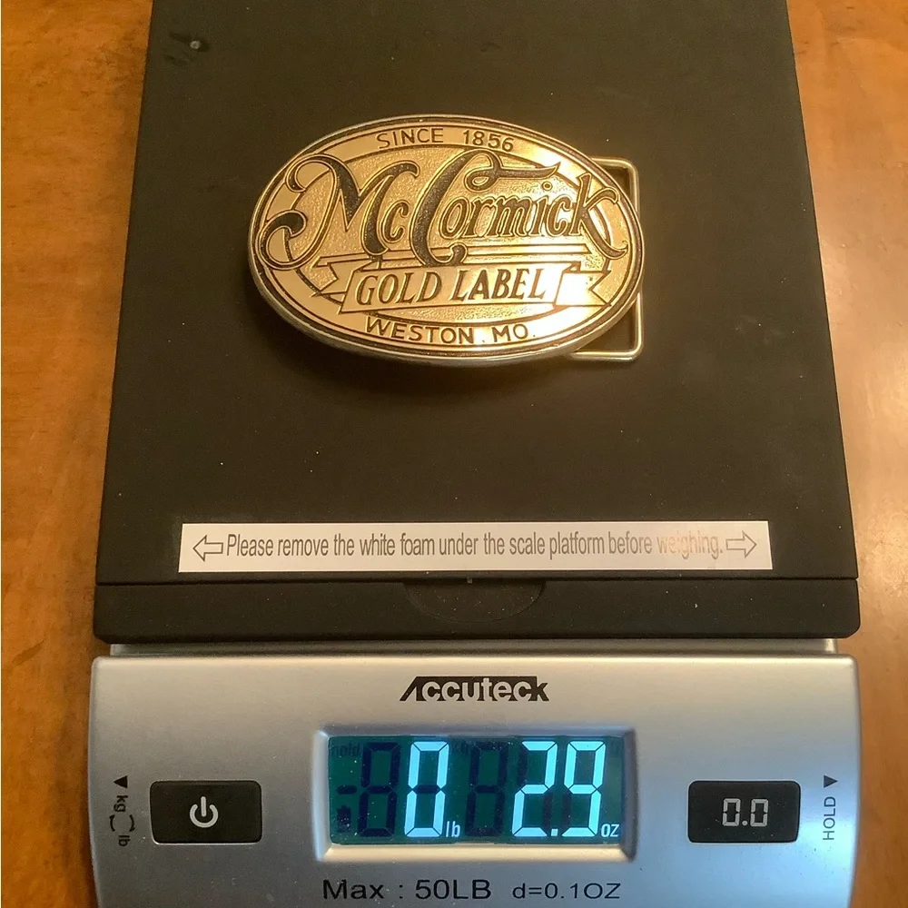 Vintage McCormick Gold Label Brass Belt Buckle